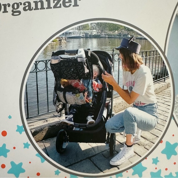 NEW! Disney Black Stroller Organizer, Mickey Mouse, Cup Holder, Universal - Picture 12 of 16